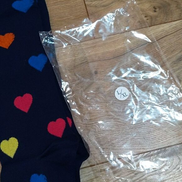 Leg warmers wooden button + colorful hearts compression socks (L/XL) combo NWT - Picture 4 of 9